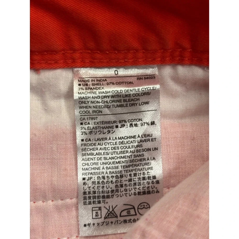 Banana Republic Womens Cuffed Chino Shorts Orange Red Size 0 Cotton Stretch‎